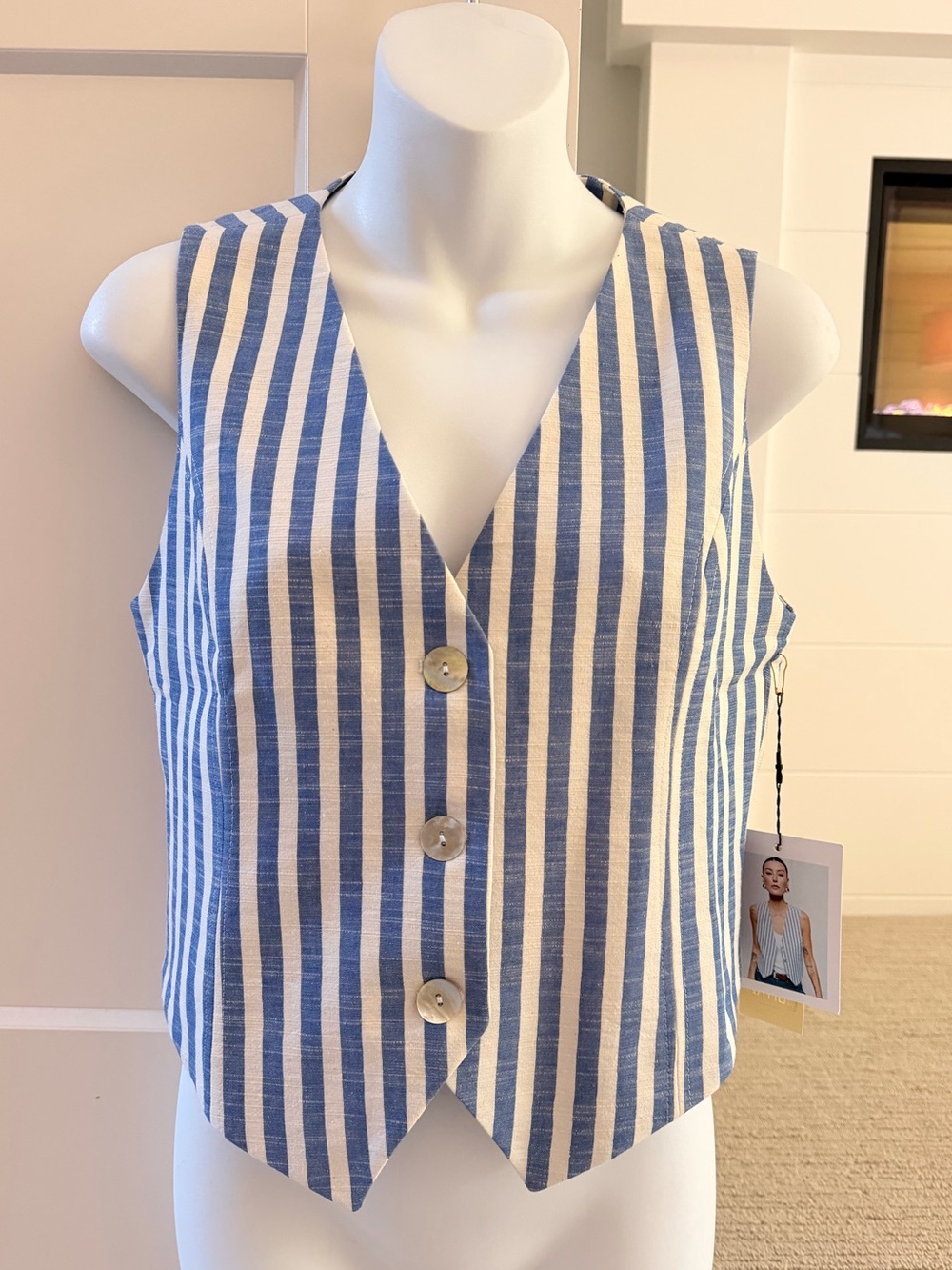 NATION LTD for Anthropologie Darling Saliot Stripe Button Front Vest Sz XS NWT